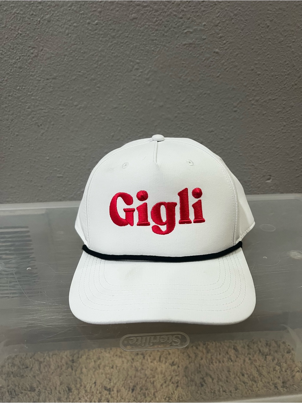 White Cap With Red Embroidered Logo